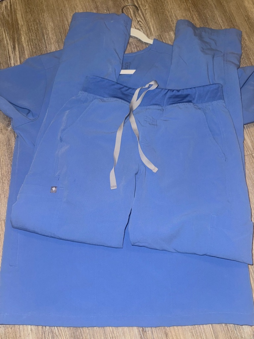 Figs Blue Scrub Set with Drawstring Pants